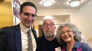 Tommy Vitolo with Ralph and Sylvia Memolo at the Brookline Senior Center